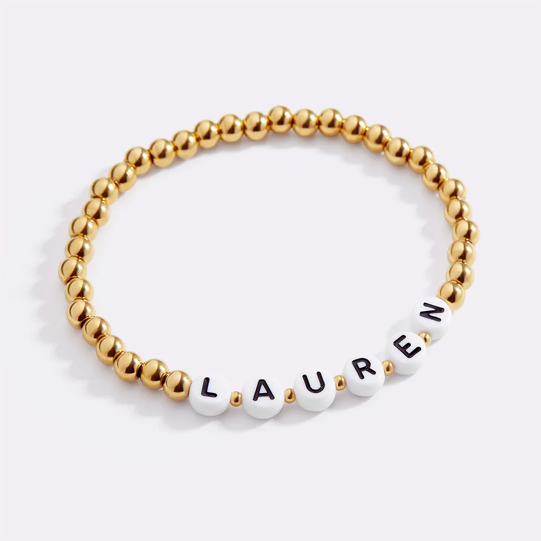 Custom Gold Beaded Name Bracelet sold by Mint & Lilly product image thumbnail 2