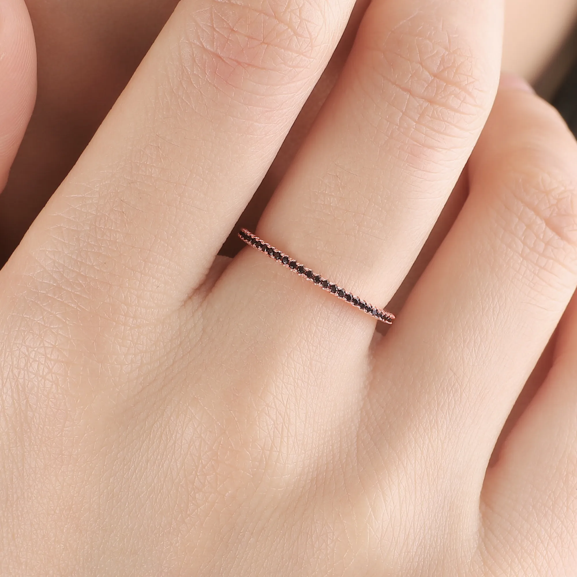 Black Diamond Eternity Stacking Ring sold by Mint & Lilly product image thumbnail 4