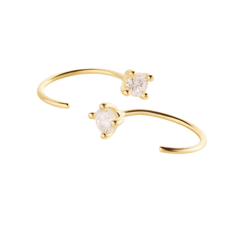 Dainty Diamond Threader Hoop Earrings made by Mint & Lilly