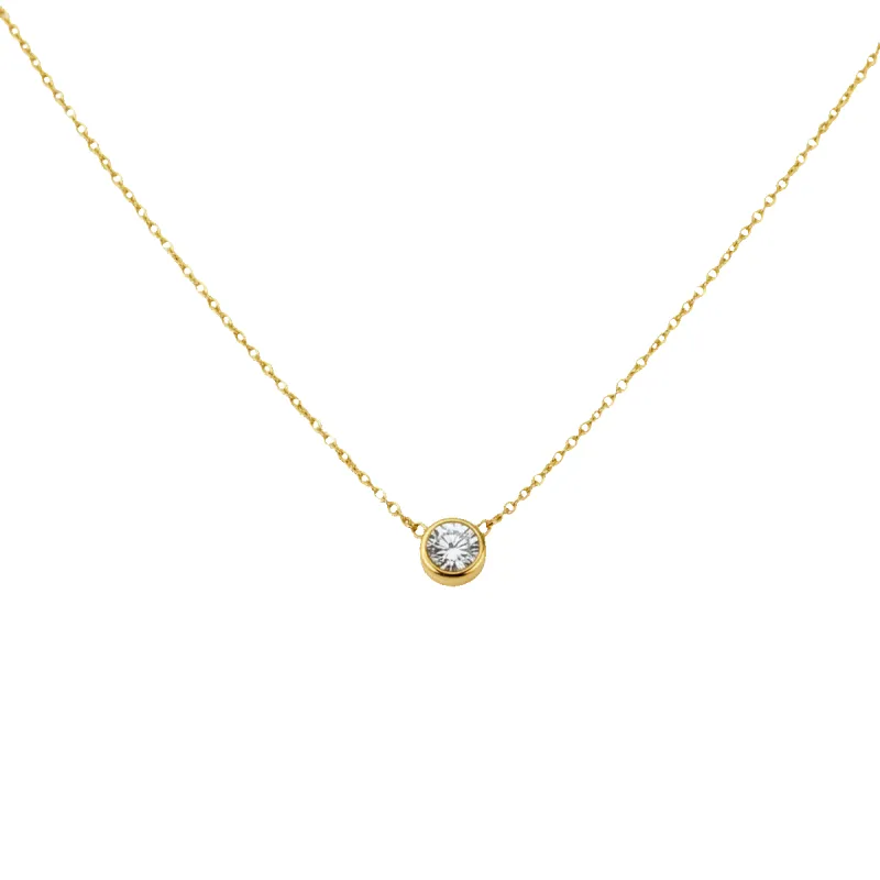 Classic Bezel Set Solitaire Necklace made by Mint & Lilly