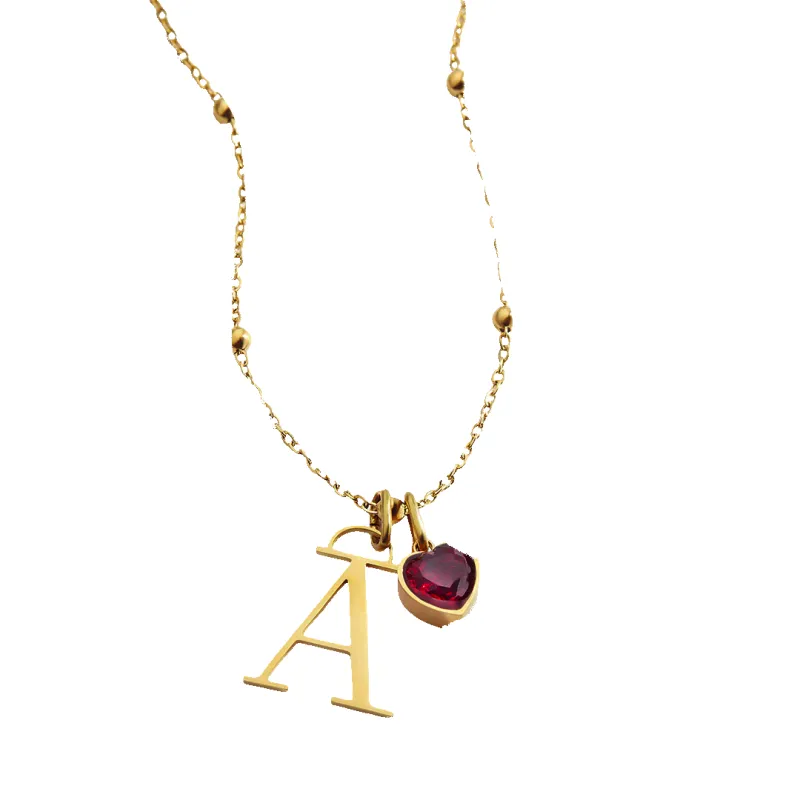 Droplet Birthstone & Initial Necklace sold by Mint & Lilly