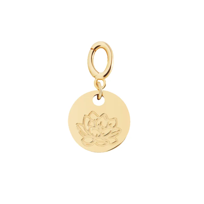 Engraved Birth Flower Disc Charm made by Mint & Lilly