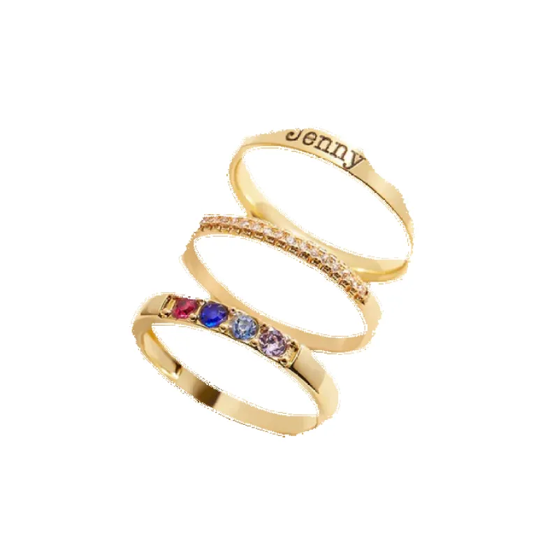 Personalized Name Birthstones Stacking Rings sold by Mint & Lilly