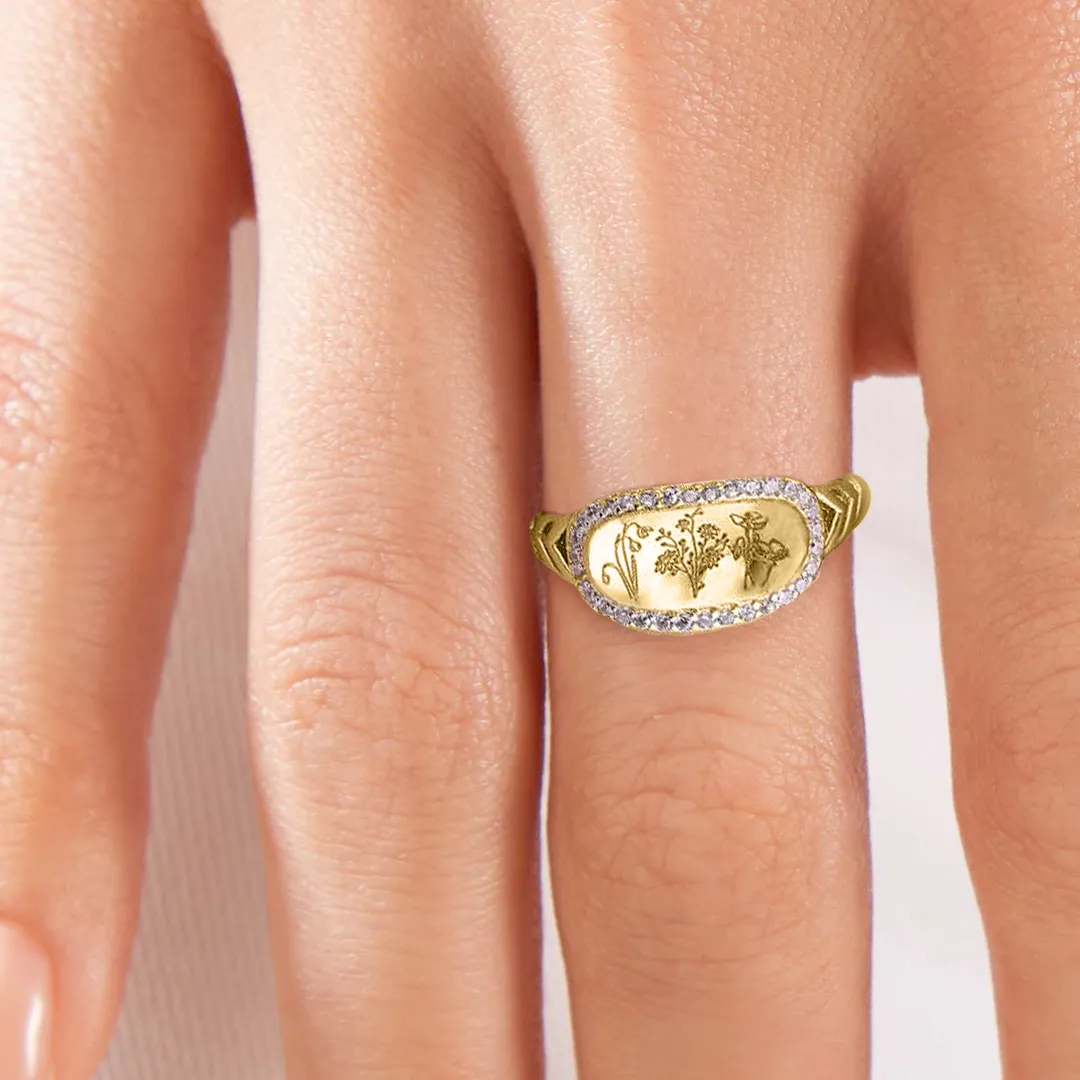 Personalized Birth Flower Bejeweled Ring sold by Mint & Lilly product image thumbnail 5