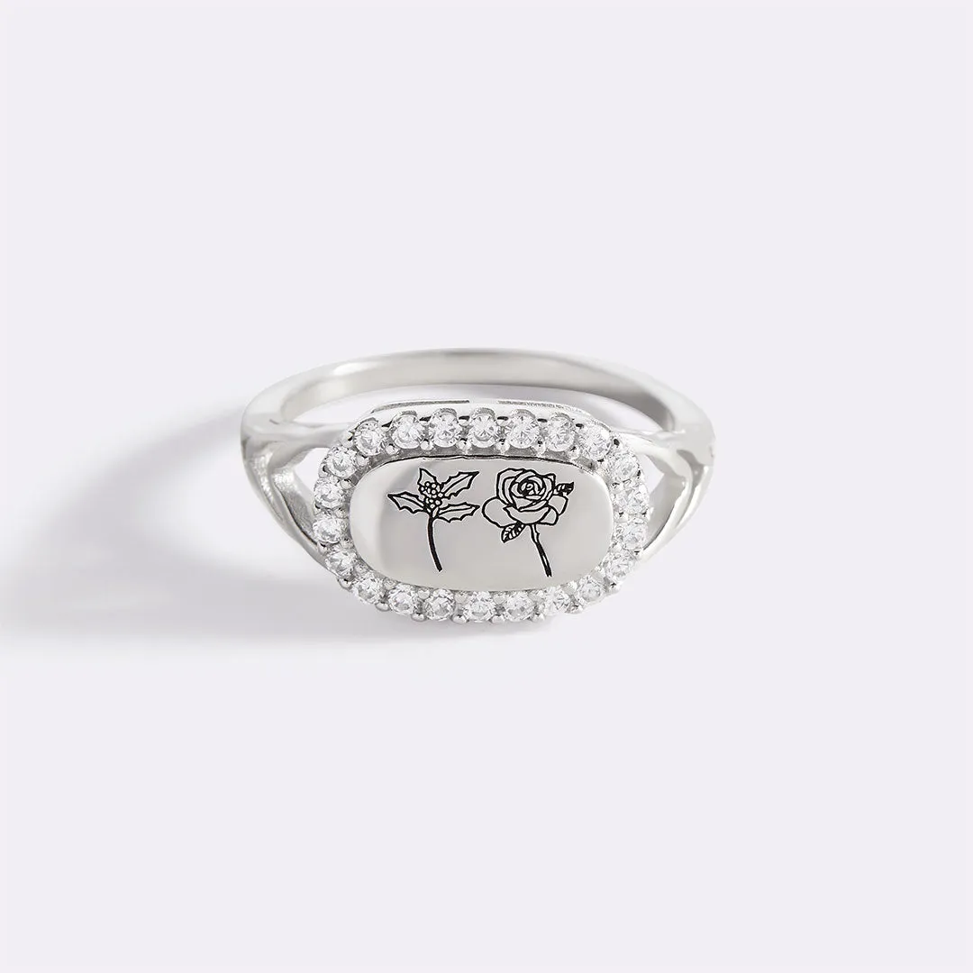 Personalized Birth Flower Bejeweled Ring sold by Mint & Lilly product image thumbnail 2