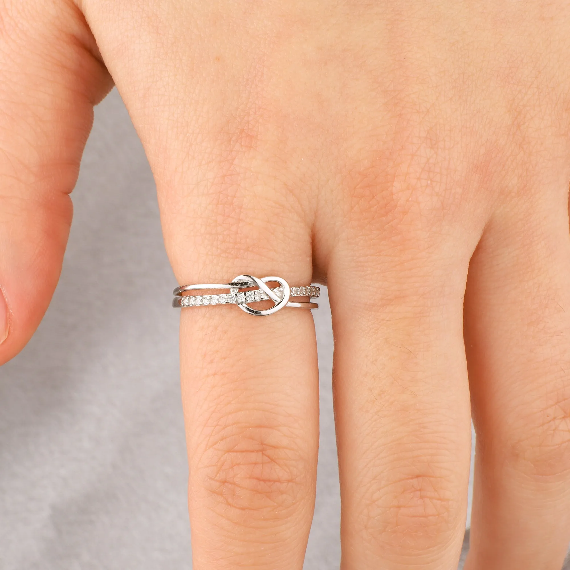 Mother & Daughter Bond Double Band Knot Ring sold by Mint & Lilly product image thumbnail 4