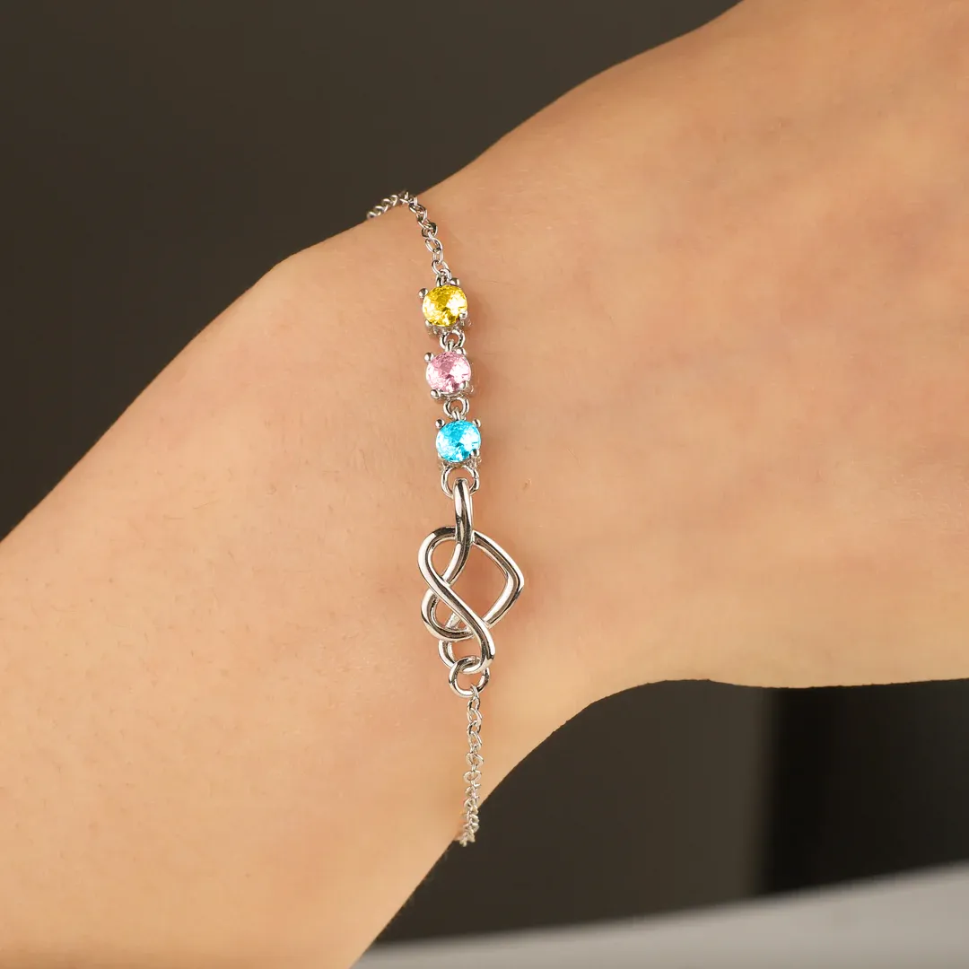 Personalized Birthstones Heart Knot Bracelet sold by Mint & Lilly product image thumbnail 3