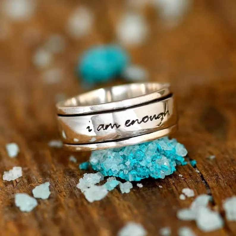 I am Enough Spinning Fidget Ring sold by Mint & Lilly product image thumbnail 3