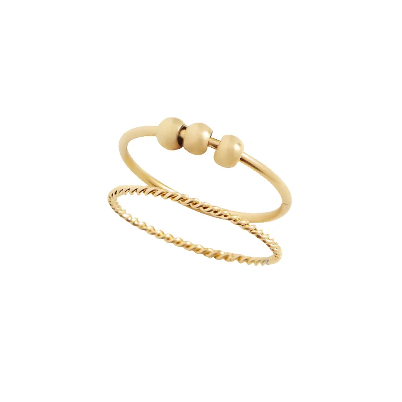 Dainty Stackable Beaded Fidget Ring Set made by Mint & Lilly