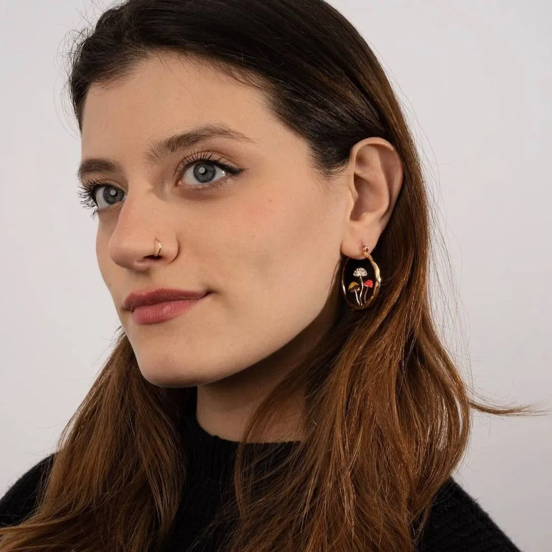 Boho Mushroom Hoop Earrings sold by Mint & Lilly product image thumbnail 5