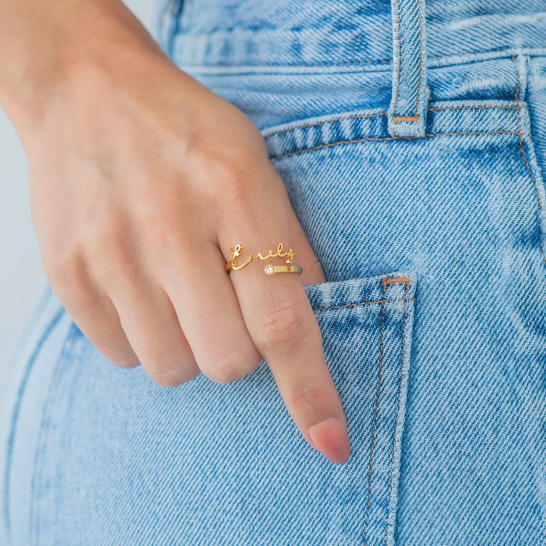 Custom Name Birthstone Ring sold by Mint & Lilly product image thumbnail 4