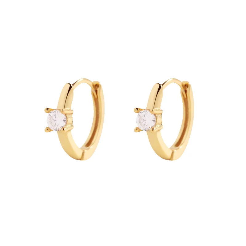 Dainty Single Stone Huggie Hoops sold by Mint & Lilly