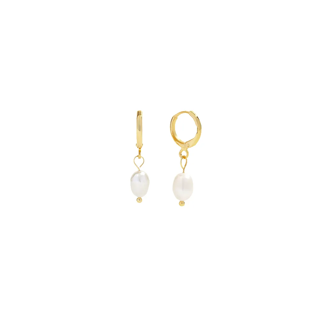 Freshwater Pearl Drop Huggie Earrings sold by Mint & Lilly product image thumbnail 2