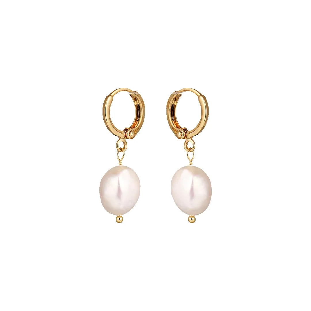 Freshwater Pearl Drop Huggie Earrings sold by Mint & Lilly product image thumbnail 4