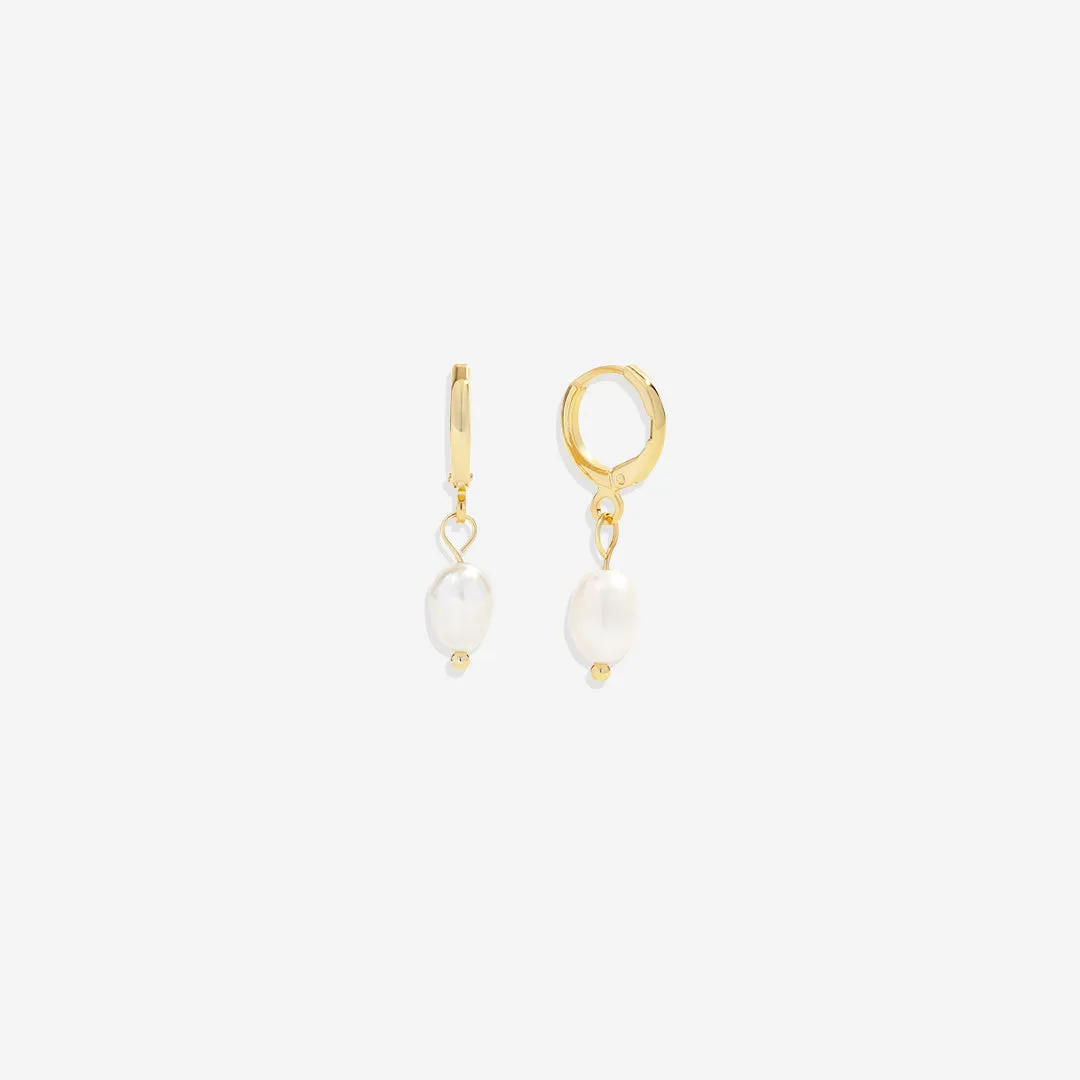 Freshwater Pearl Drop Huggie Earrings sold by Mint & Lilly product image thumbnail 3