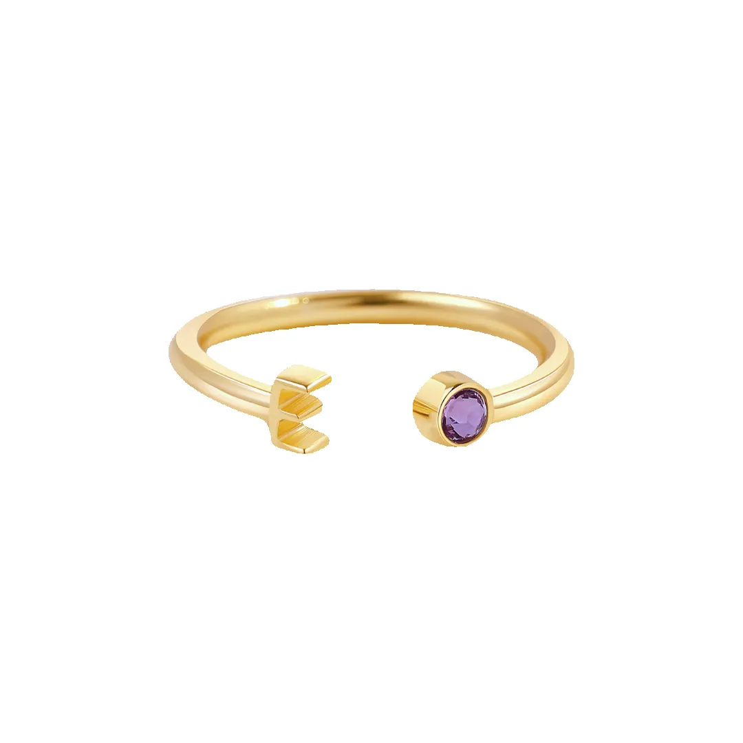 Dainty Birthstone Initial Ring sold by Mint & Lilly