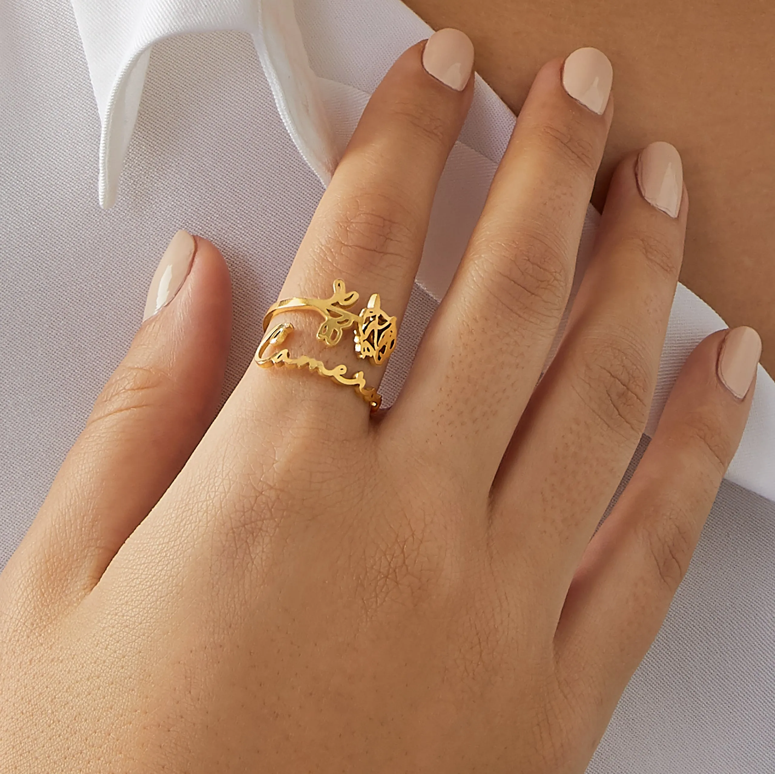 Birth Flower Name Ring sold by Mint & Lilly product image thumbnail 3