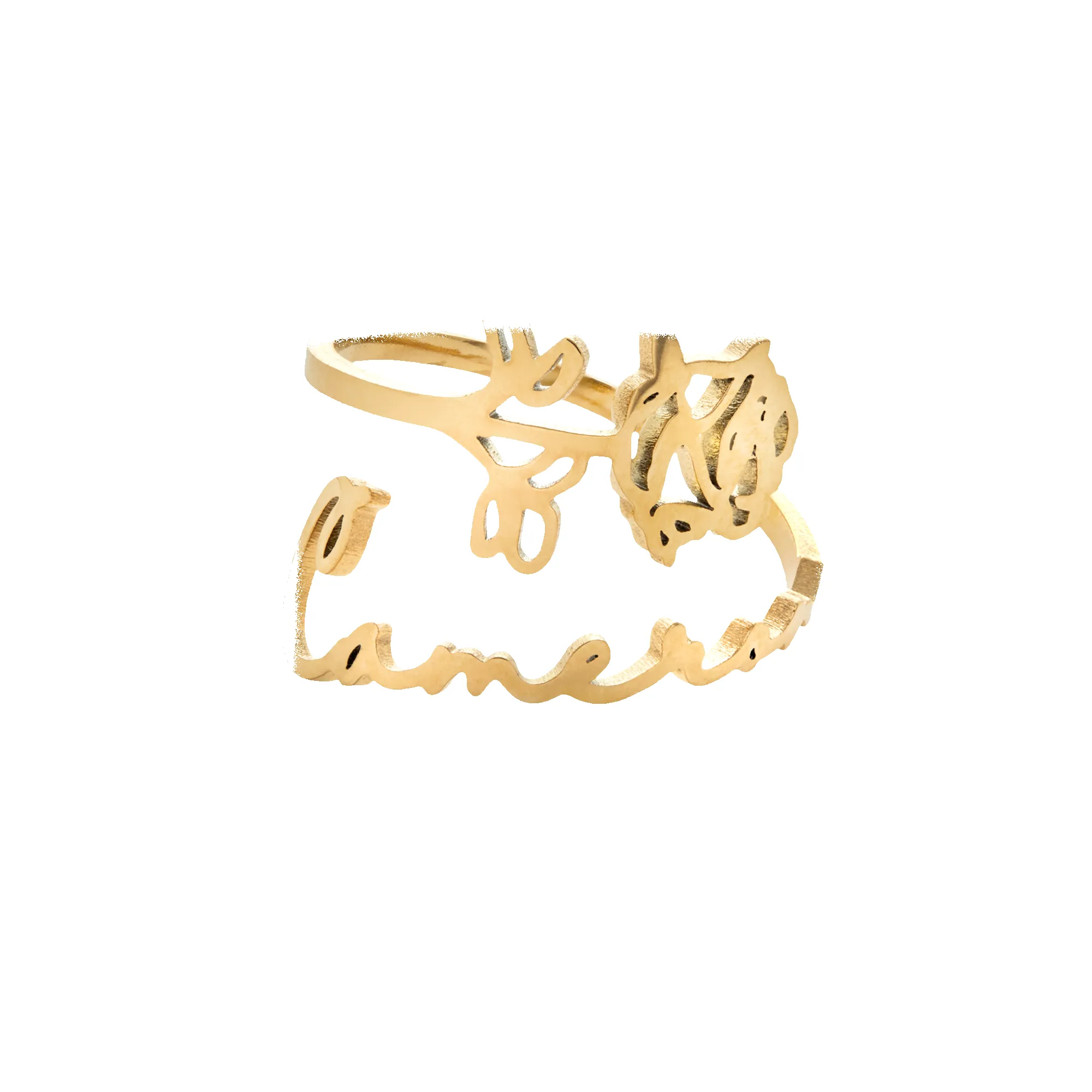 Birth Flower Name Ring sold by Mint & Lilly