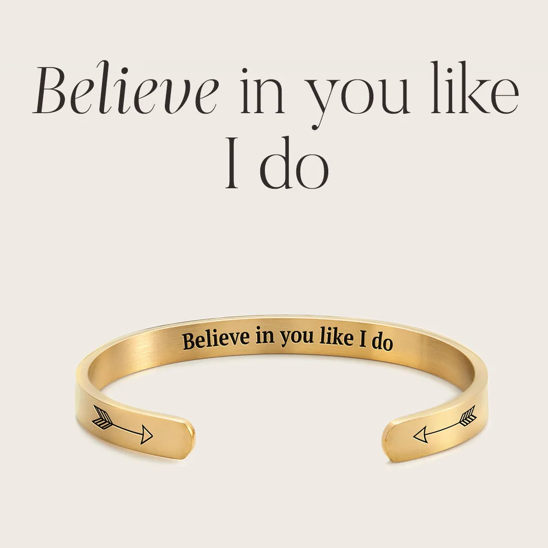 Believe in You Like I Do Cuff Bracelet sold by Mint & Lilly