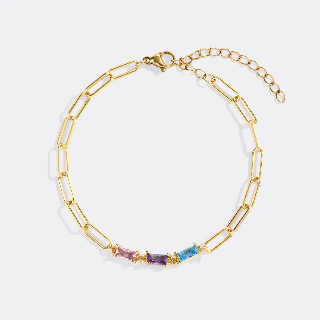Baguette Birthstone Paperclip Bracelet sold by Mint & Lilly product image thumbnail 5