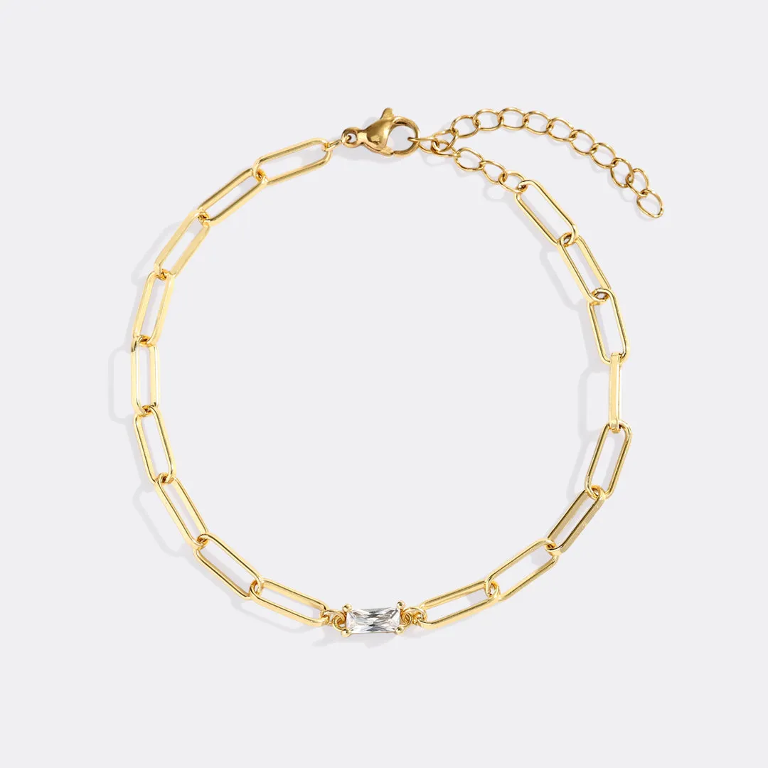 Baguette Birthstone Paperclip Bracelet sold by Mint & Lilly product image thumbnail 3