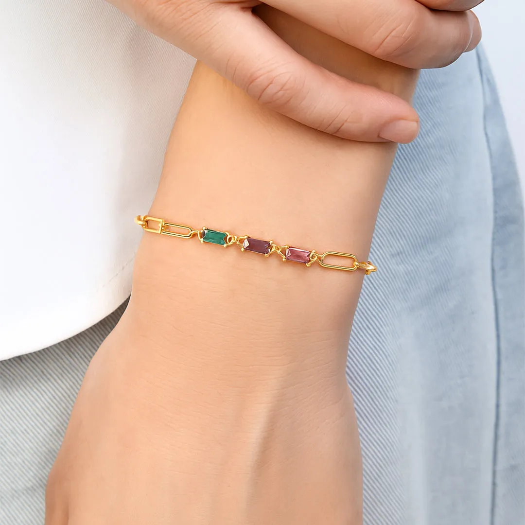 Baguette Birthstone Paperclip Bracelet sold by Mint & Lilly product image thumbnail 2