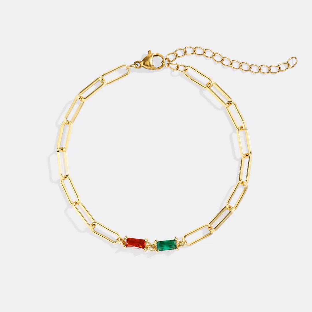 Baguette Birthstone Paperclip Bracelet sold by Mint & Lilly product image thumbnail 4