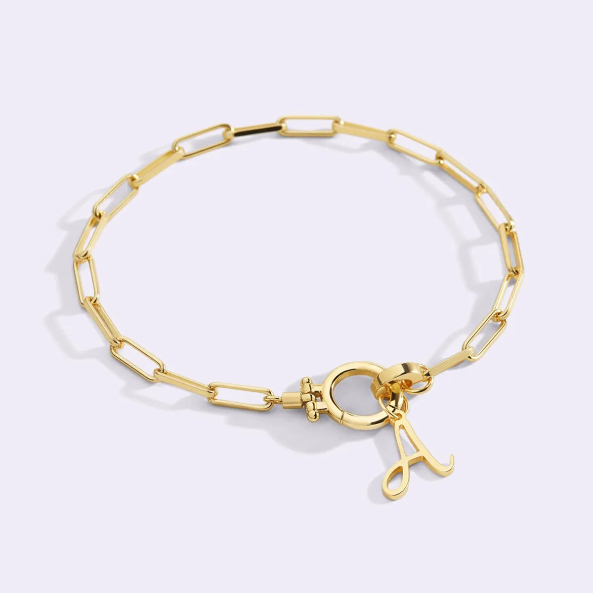 Cursive Initial Charm on Mint Paperclip Bracelet sold by Mint & Lilly product image thumbnail 3