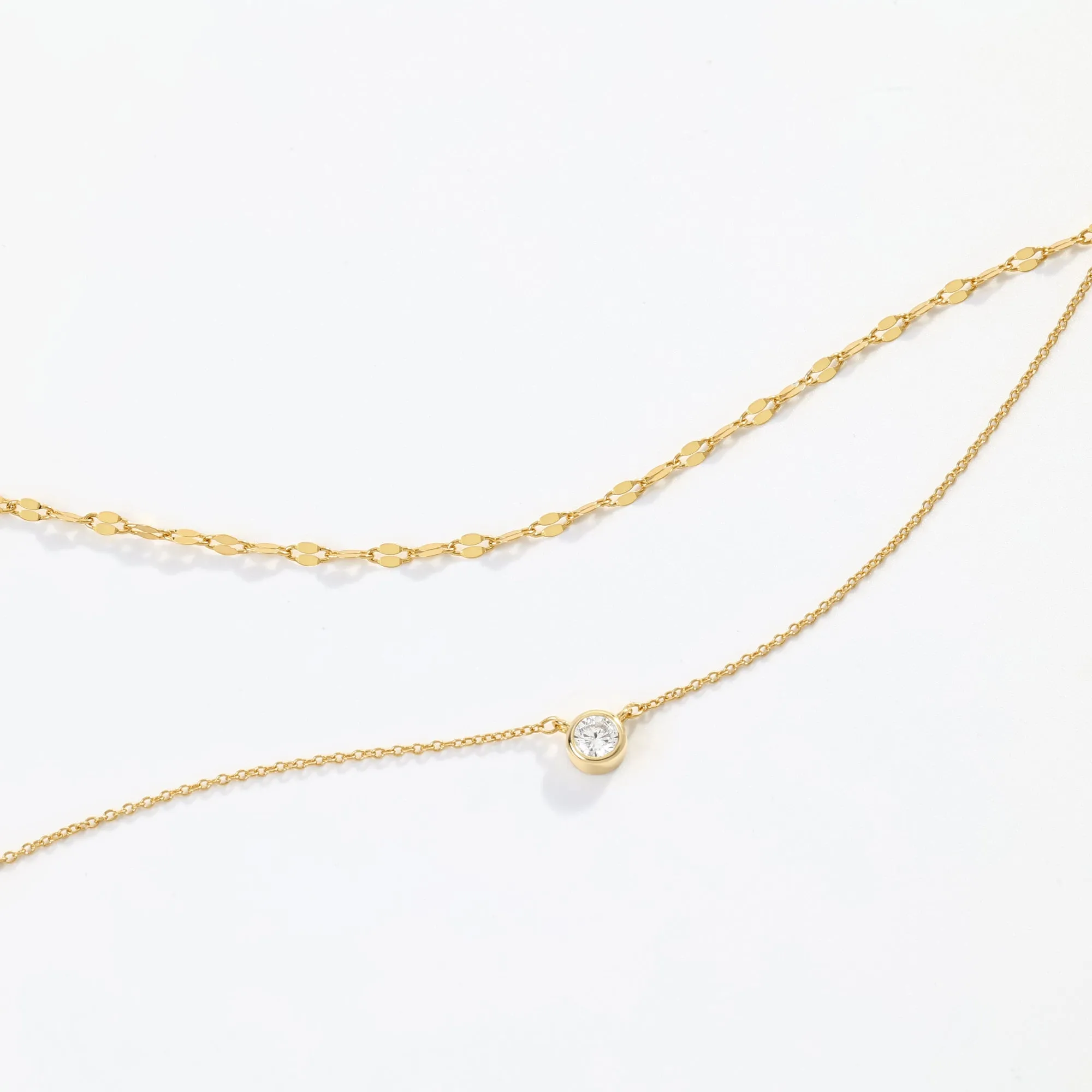 Classic Bezel Necklace and Petal Chain Set sold by Mint & Lilly product image thumbnail 4