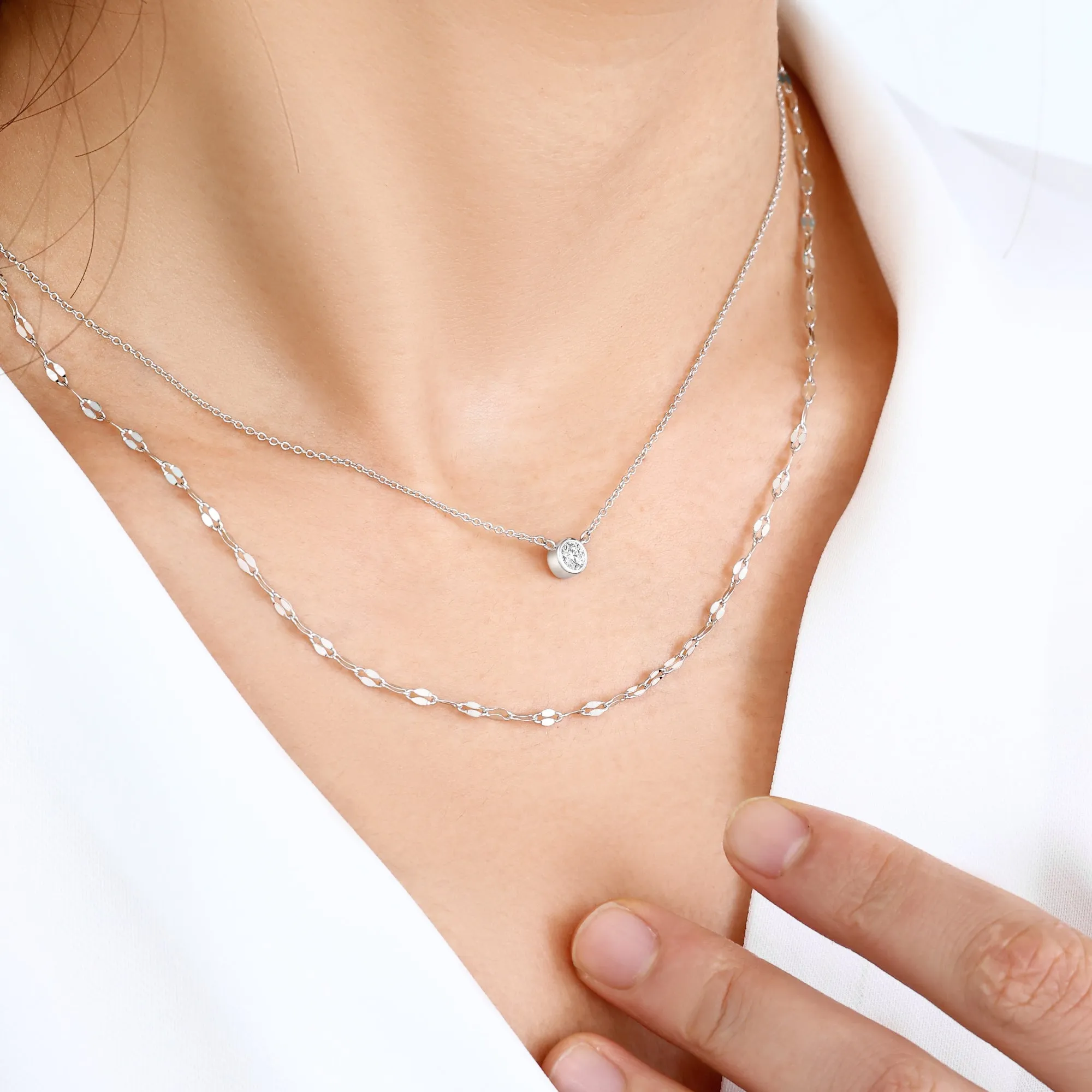 Classic Bezel Necklace and Petal Chain Set sold by Mint & Lilly product image thumbnail 3