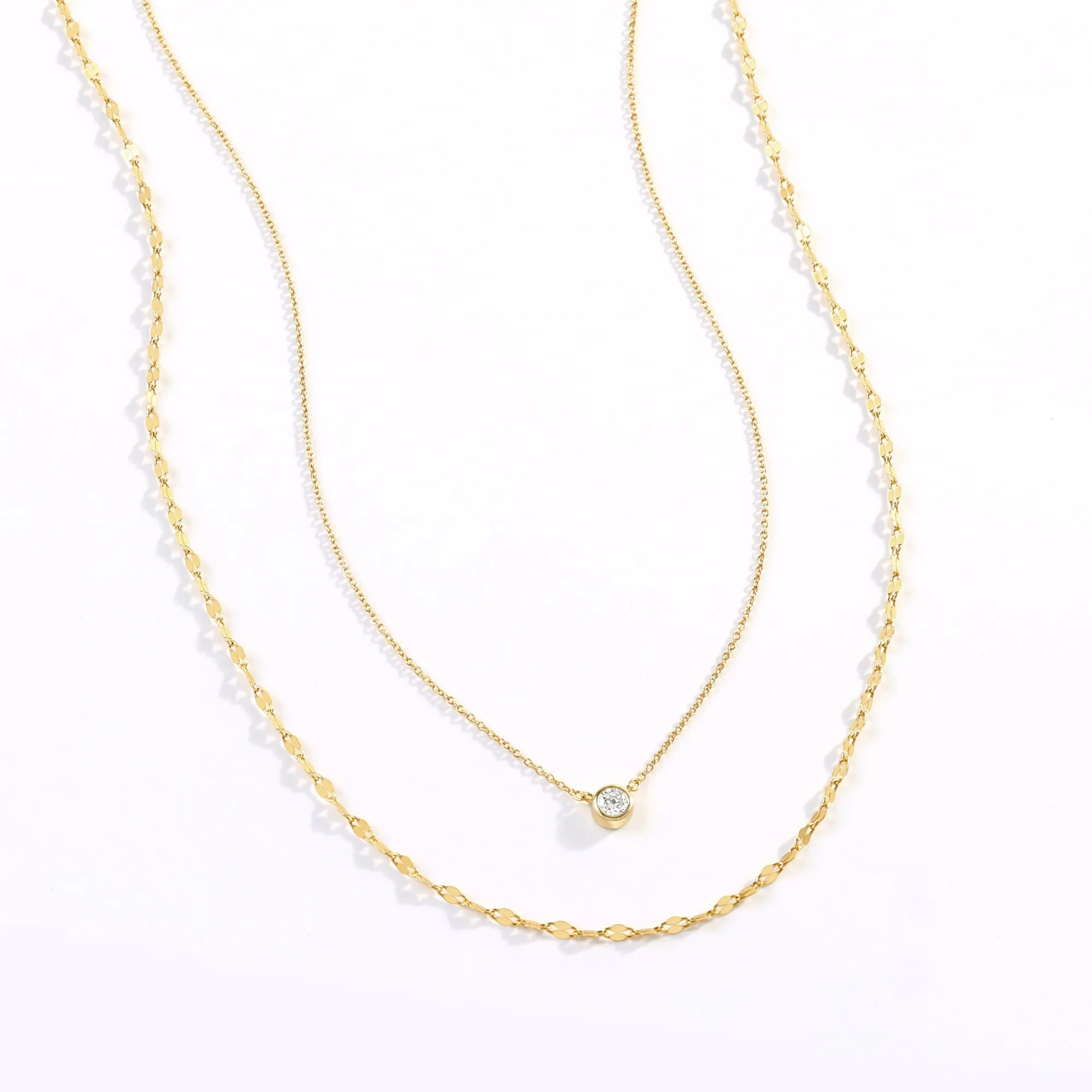 Classic Bezel Necklace and Petal Chain Set sold by Mint & Lilly product image thumbnail 5