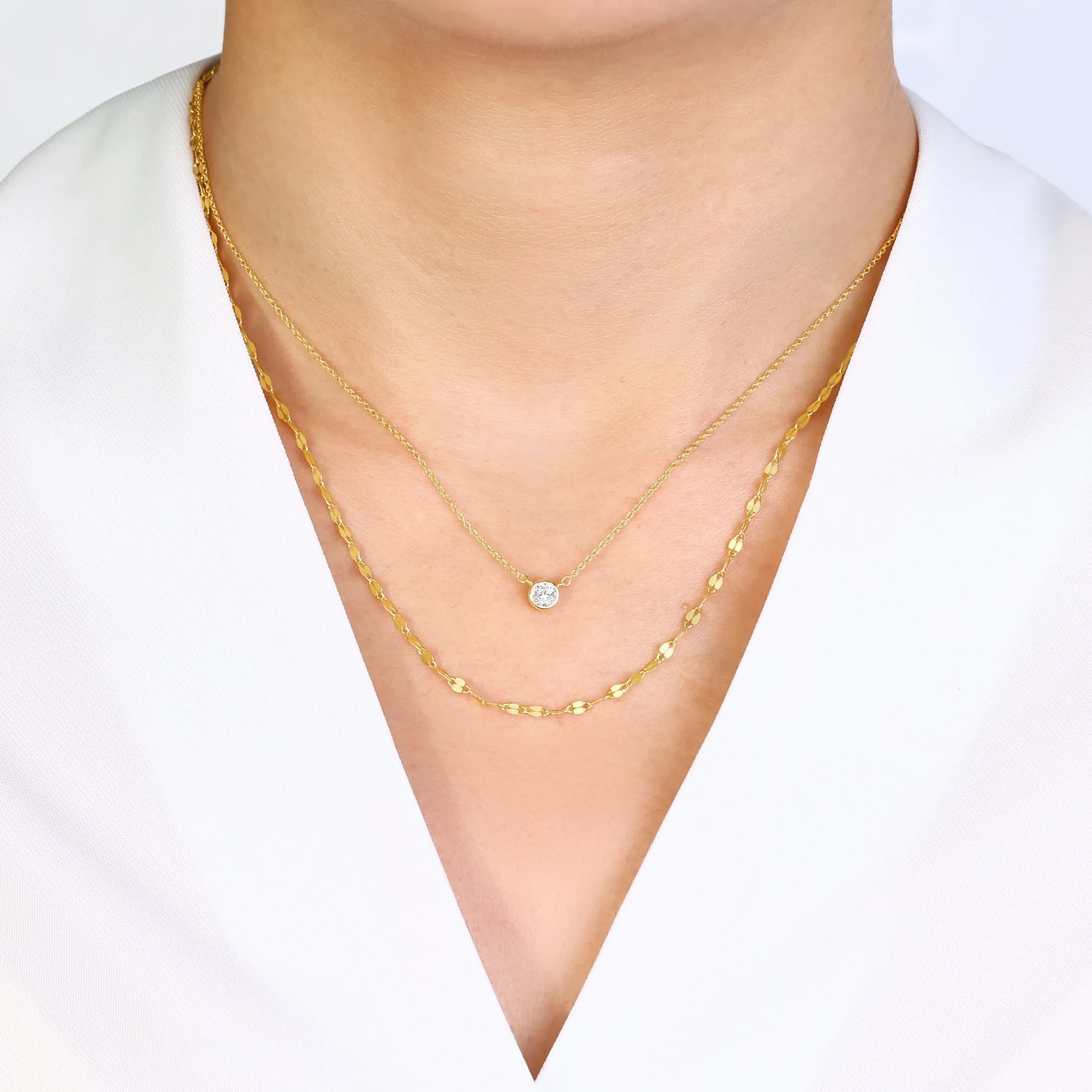 Classic Bezel Necklace and Petal Chain Set sold by Mint & Lilly product image thumbnail 2