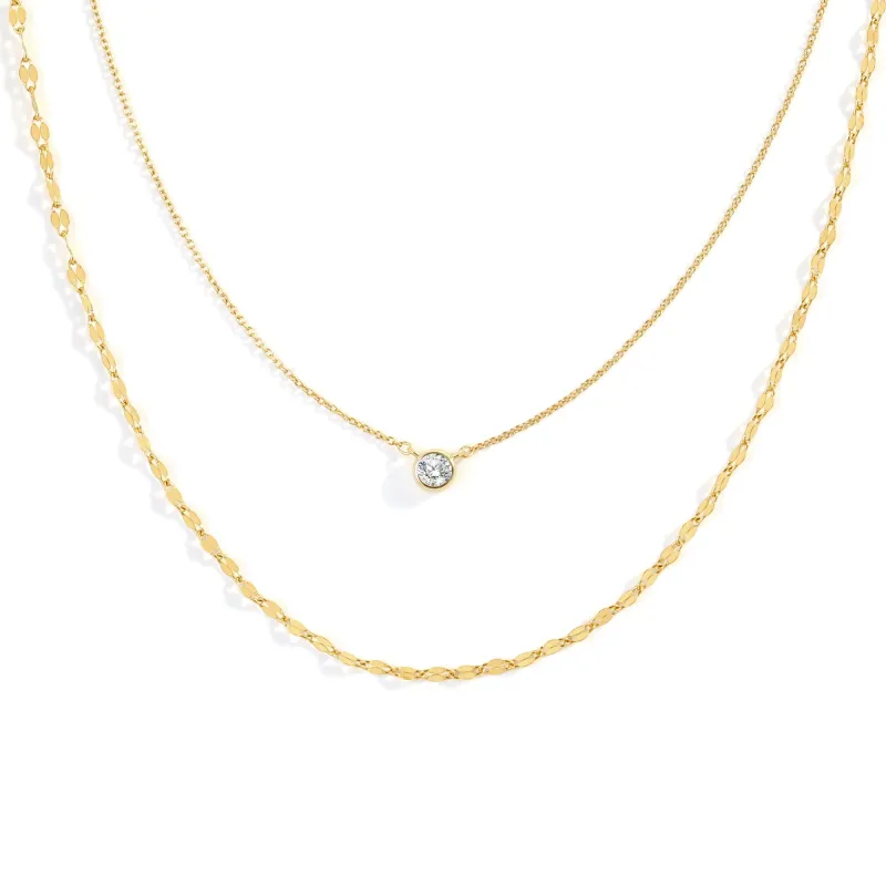 Classic Bezel Necklace and Petal Chain Set made by Mint & Lilly