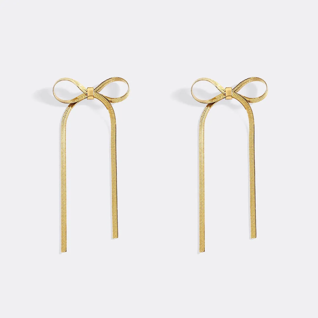 Herringbone Bow Earrings sold by Mint & Lilly product image thumbnail 3