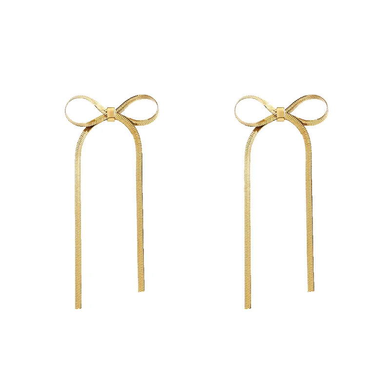 Herringbone Bow Earrings made by Mint & Lilly