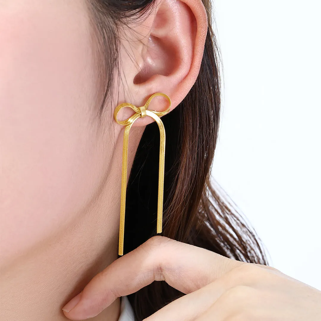 Herringbone Bow Earrings sold by Mint & Lilly product image thumbnail 2