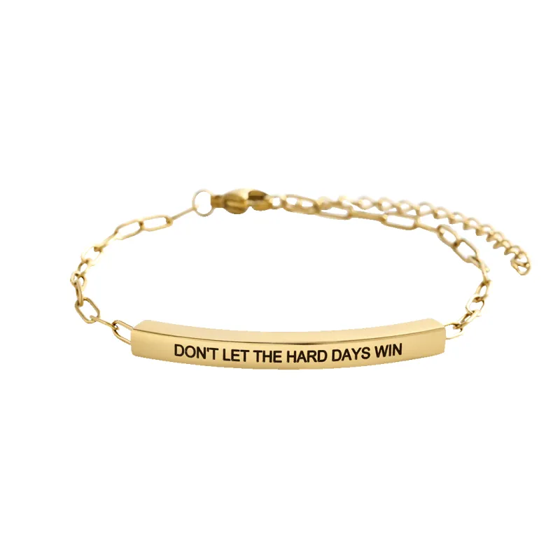 Don't Let The Hard Days Win Inspire Paperclip Bracelet made by Mint & Lilly