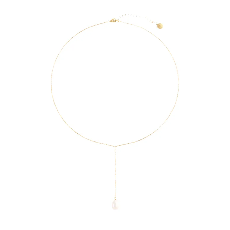 Pearl Lariat Necklace made by Mint & Lilly