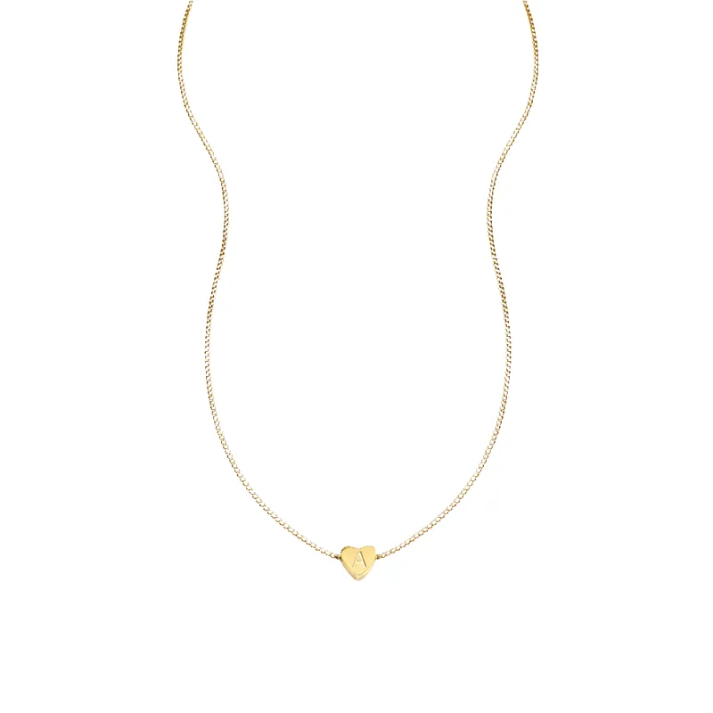Dainty Heart Stacking Initial Necklace made by Mint & Lilly