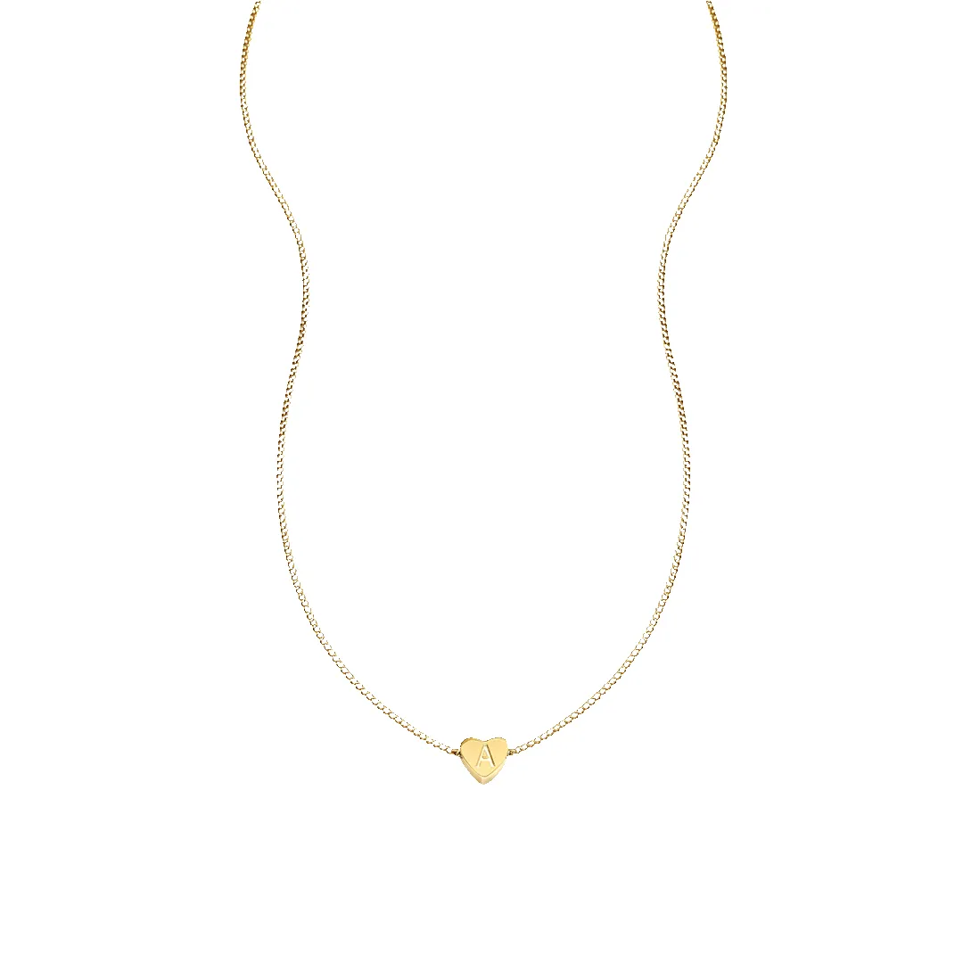 Dainty Heart Stacking Initial Necklace sold by Mint & Lilly