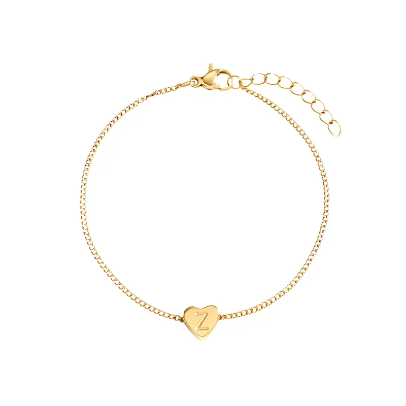 Dainty Initial Heart Bracelet made by Mint & Lilly