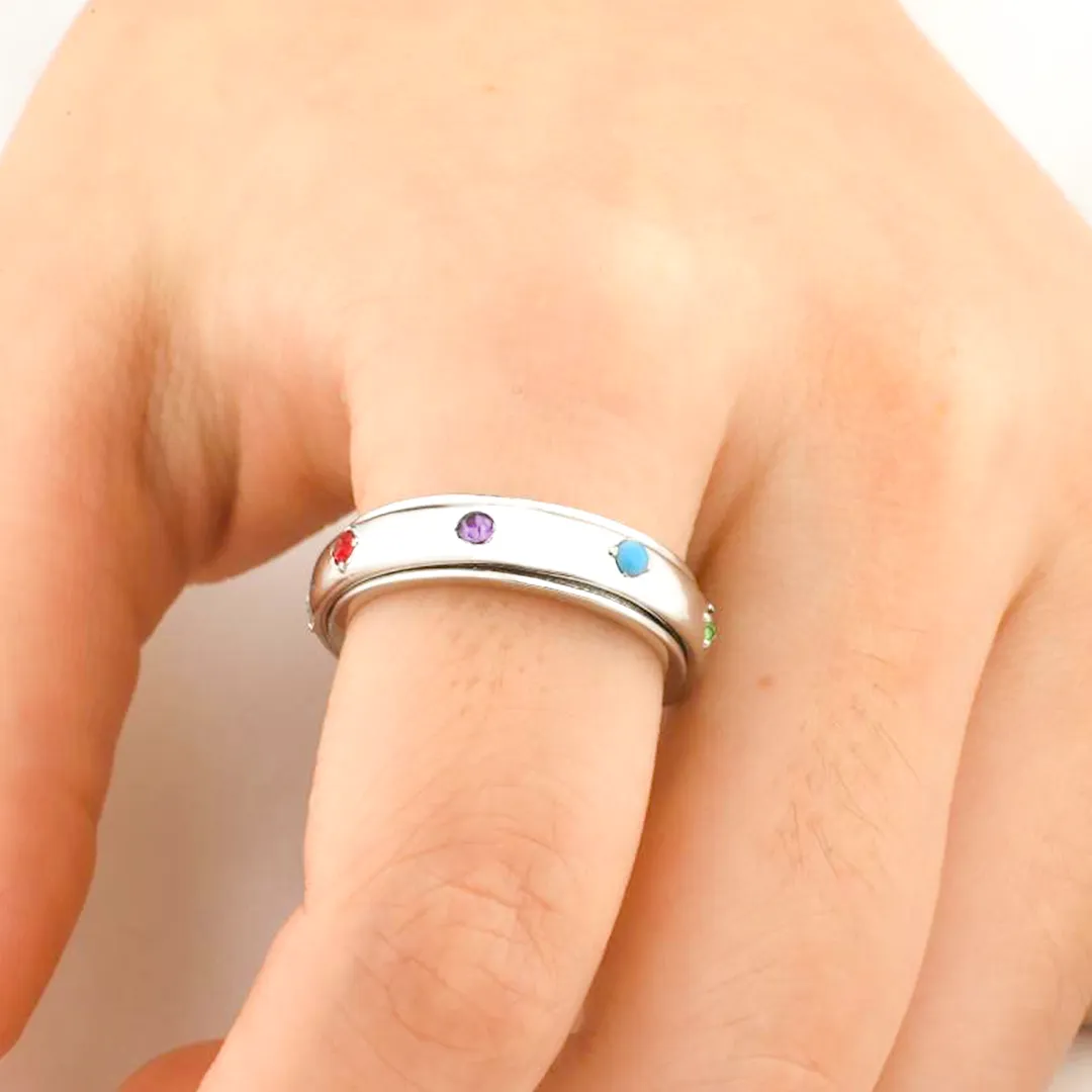 Gemstone Station Fidget Ring sold by Mint & Lilly product image thumbnail 2