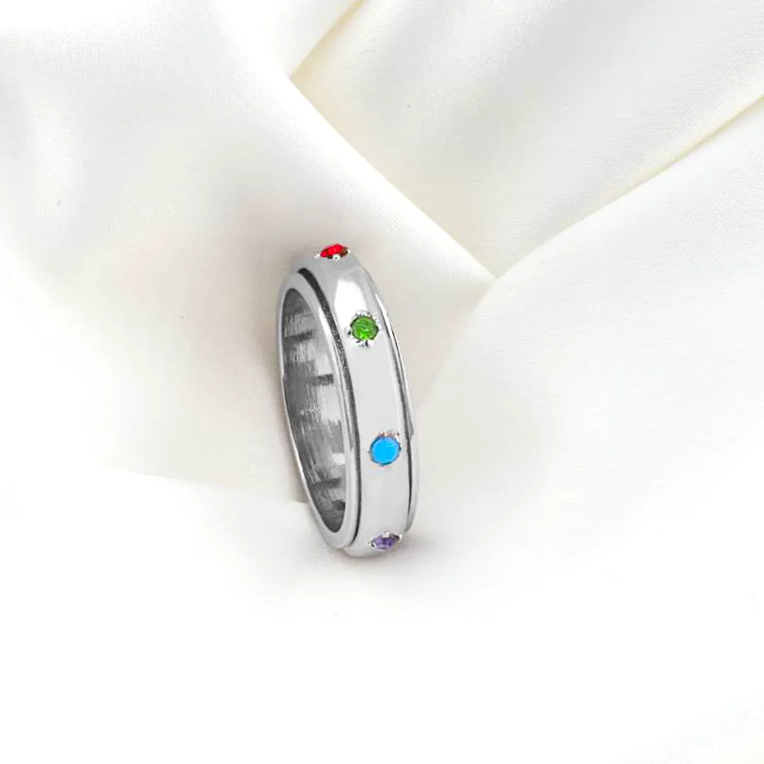 Gemstone Station Fidget Ring sold by Mint & Lilly product image thumbnail 3