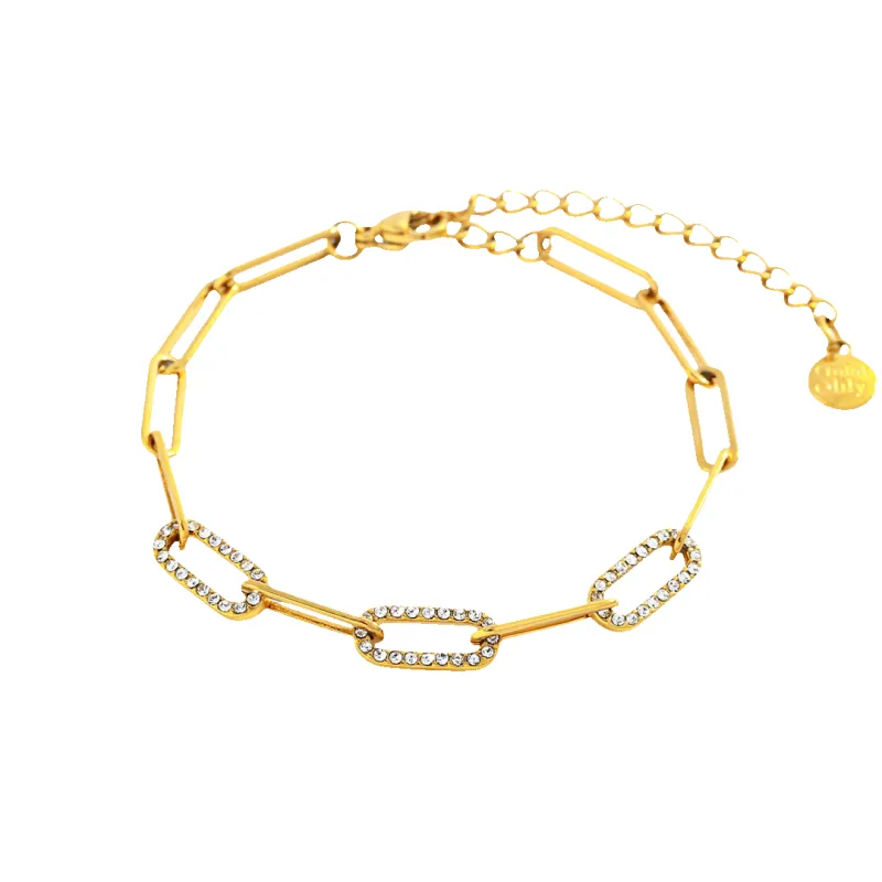 Dainty Pave Paperclip Chain Bracelet made by Mint & Lilly