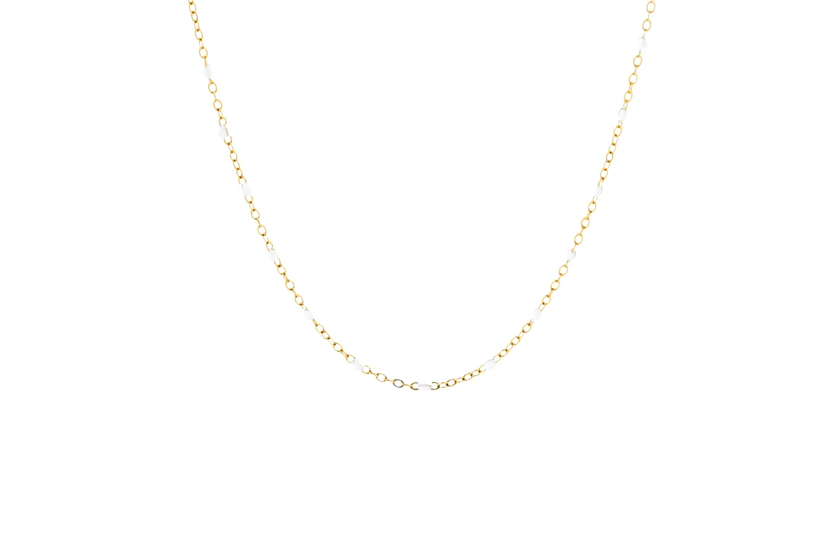 White Beaded Station Necklace made by Mint & Lilly