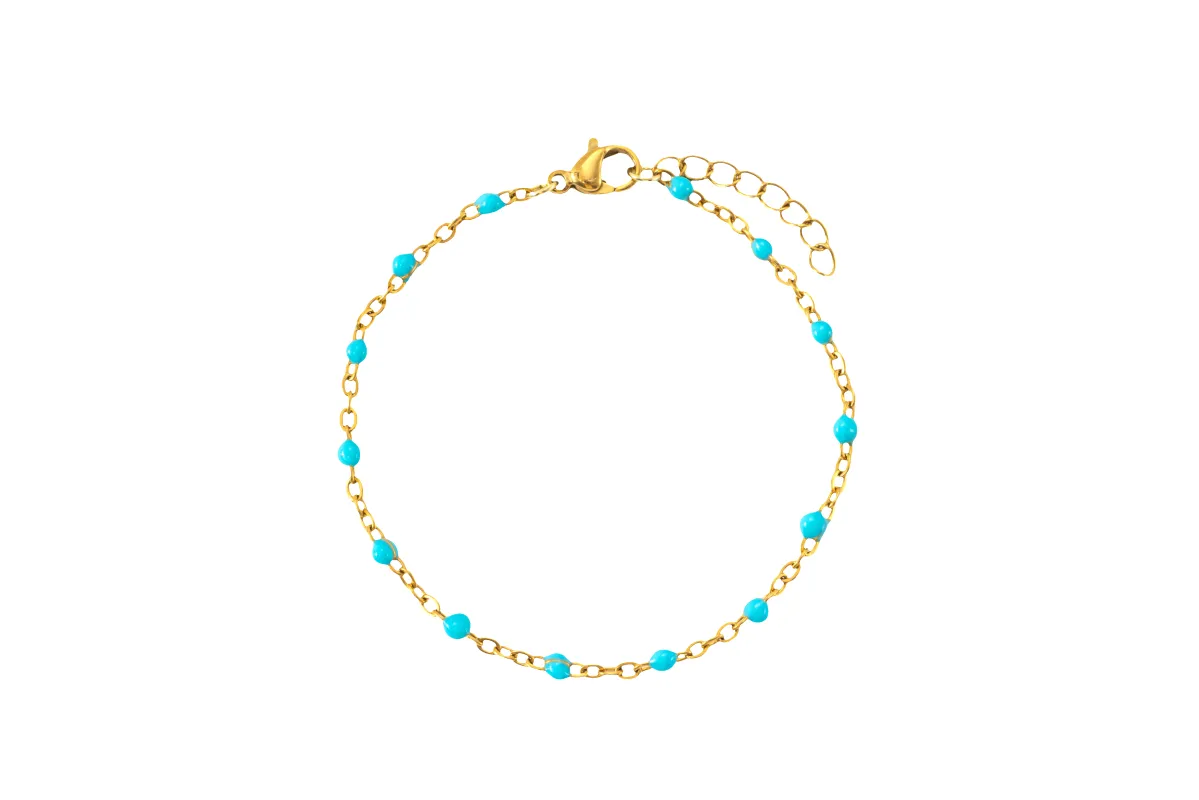 Turquoise Beaded Station Bracelet made by Mint & Lilly