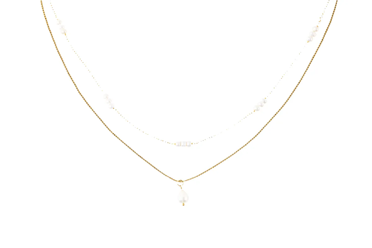 Dainty Layered Pearl Necklace made by Mint & Lilly