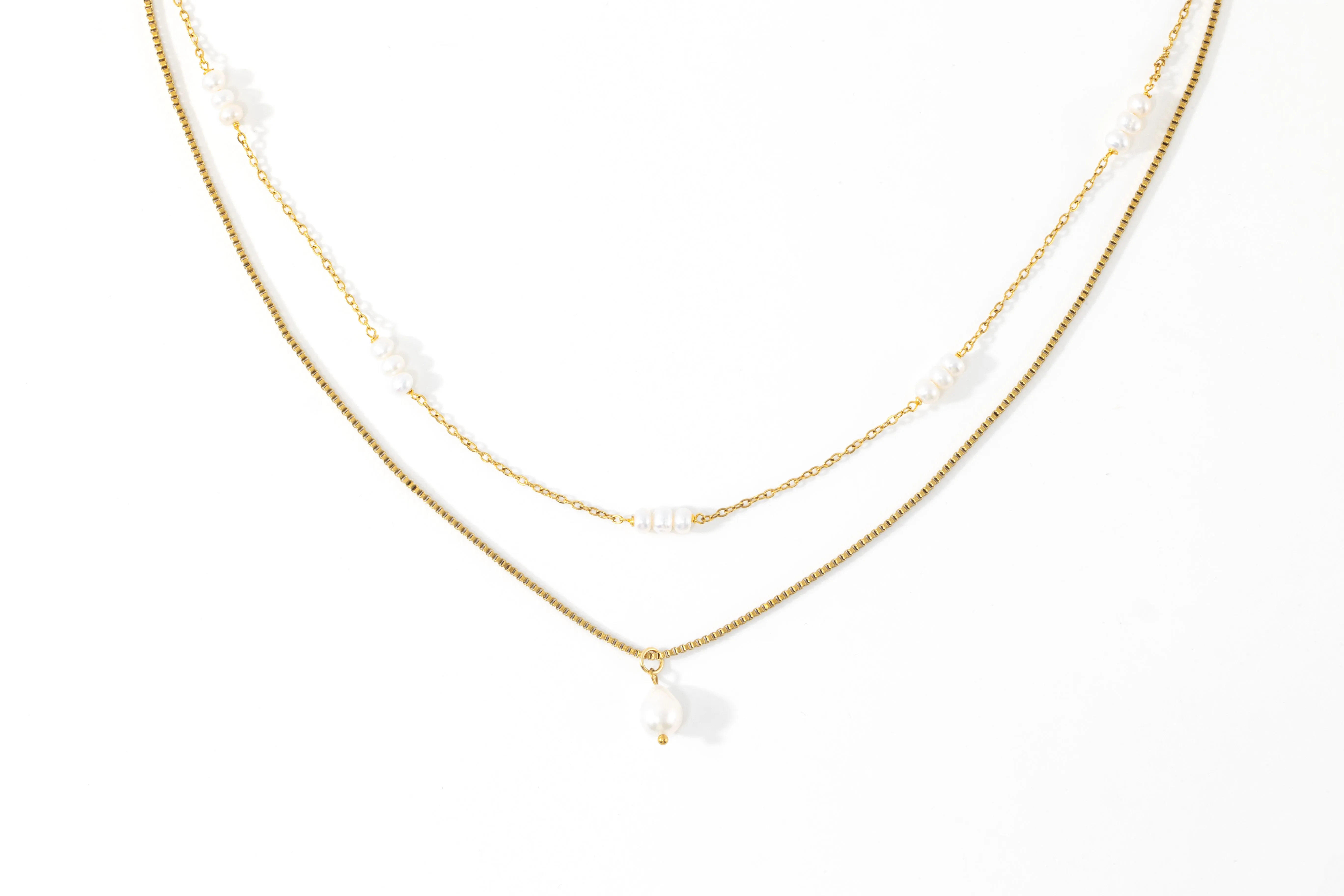 Dainty Layered Pearl Necklace sold by Mint & Lilly product image thumbnail 2