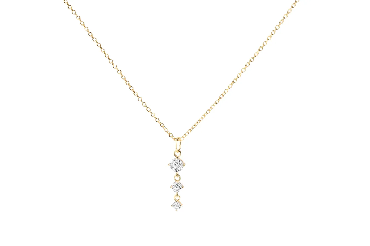 Three Stone Drop Pendant Necklace made by Mint & Lilly