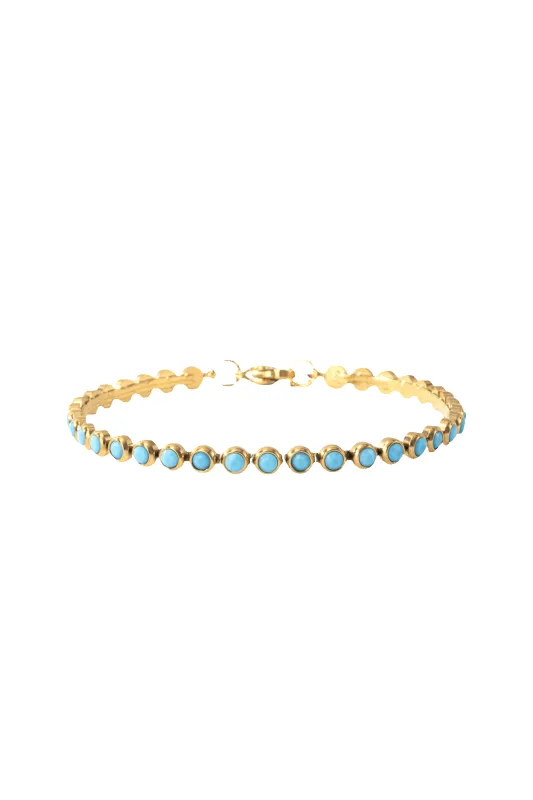 Turquoise Bezel Set Tennis Bracelet made by Mint & Lilly